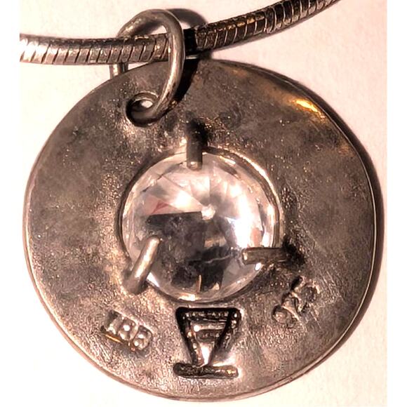 Vintage Y2K Millenium 2000 IBB 925 Sterling Silver Gemstone Pendant Italy Chain - Picture 3 of 6